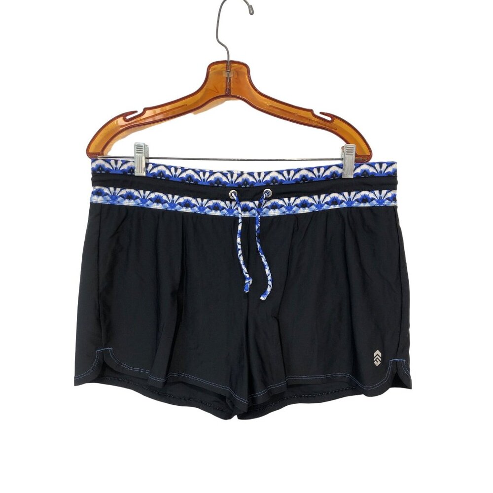 Free Country Shorts Womens Size XXL 18 Stretch Black Blue Quick Dry Yoga Swim